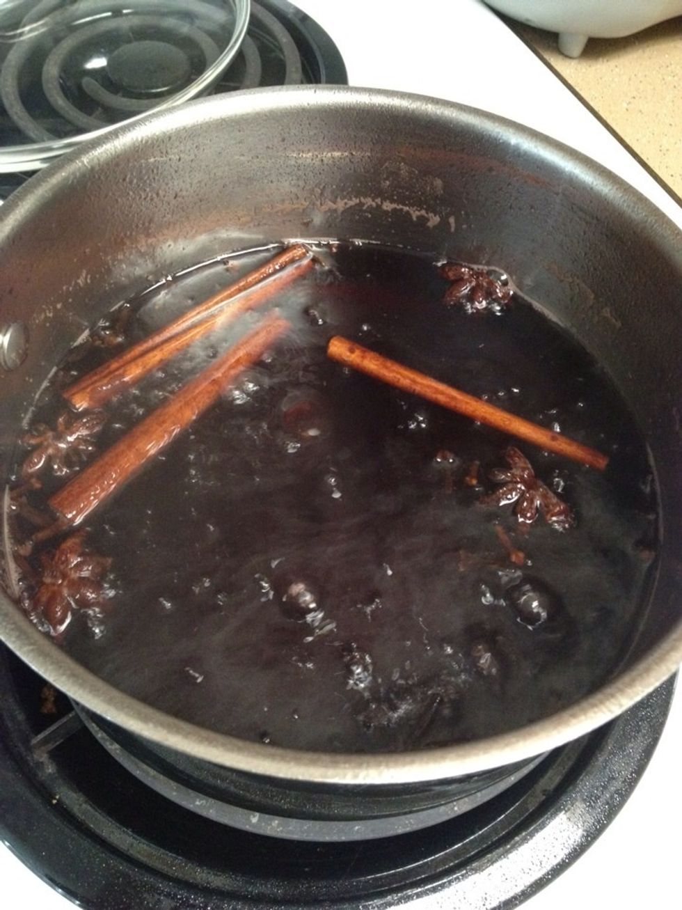 Combine wine, sugar, honey, cinnamon, star anise, cloves and bring to a boil. Reduce heat and simmer for 20 minutes. Stir as obsession makes you...