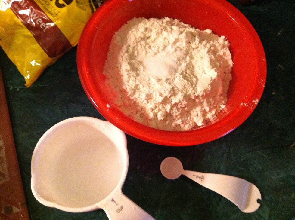 Combine your flour, baking soda and salt in a seperate and smaller bowl