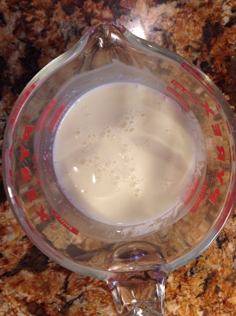 Combine your milk, heavy cream, and lemon juice in a bowl!