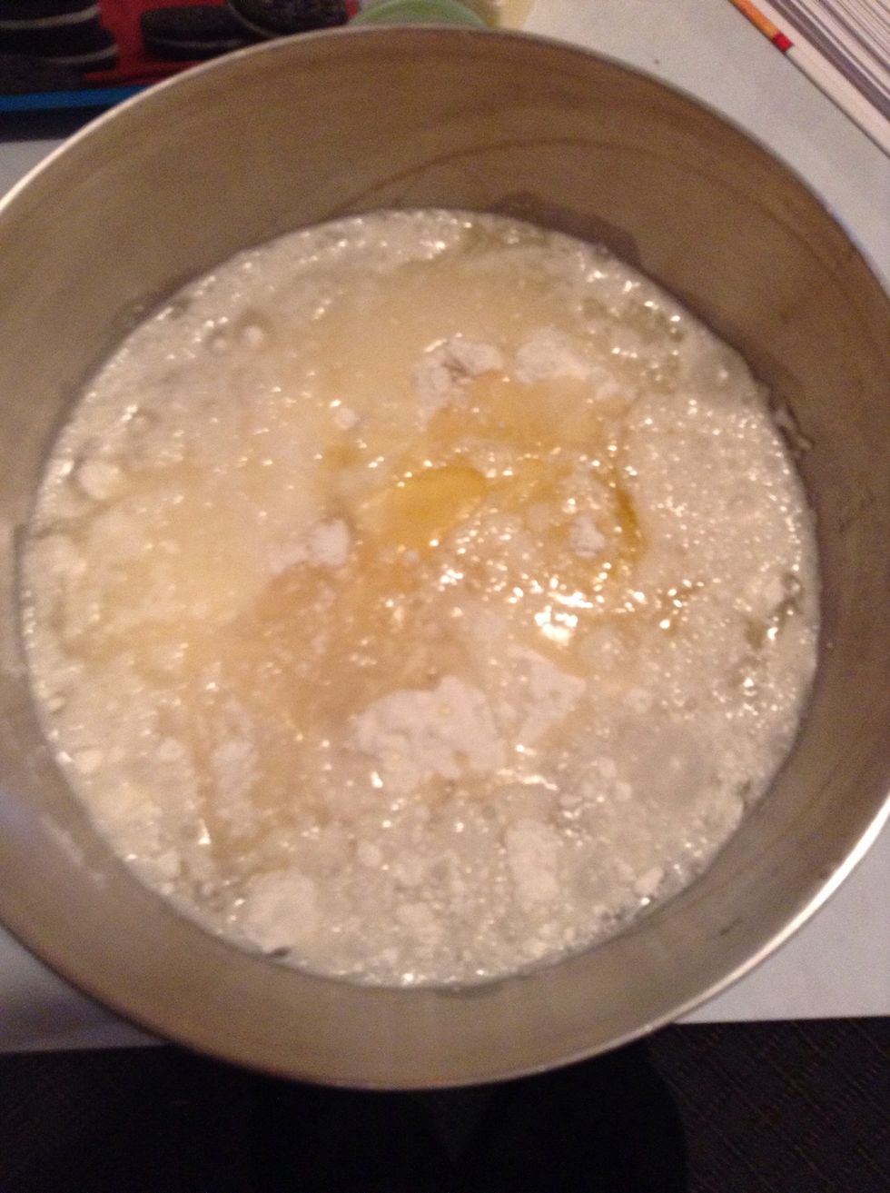 Combined all that's instructed on the cake box.