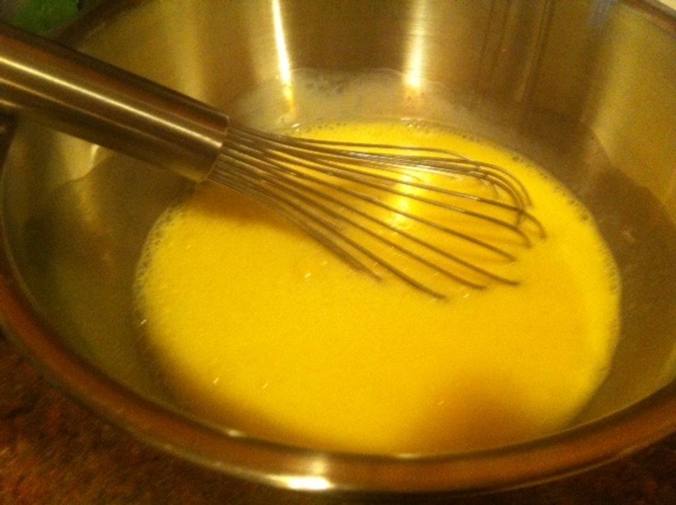 Commence whisking. WIth a dozen eggs I whisked for about 5 minutes or so. Just to make sure they were whisked thoroughly.