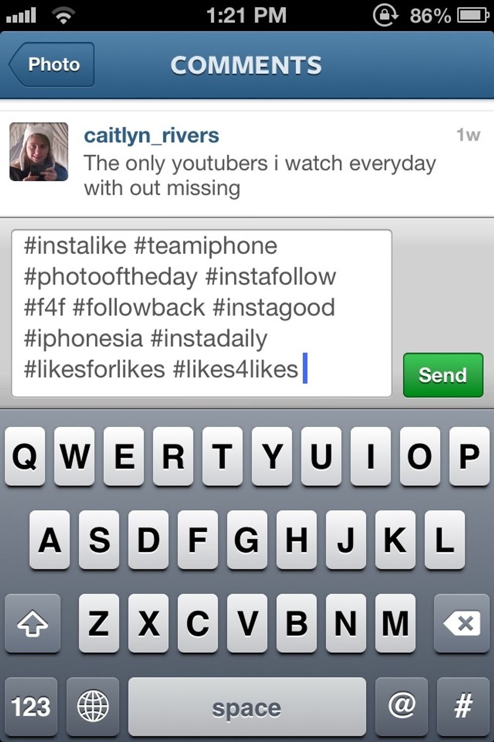 Comment different hashtags. Theses will get you likes. You can also you Tagsforlikes.com for the most popular hashtags.
