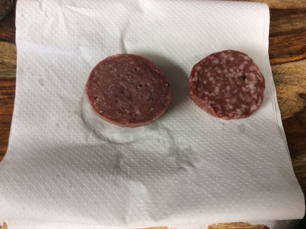 Comparison. As you may see, some oil has left, and some fat has left. (Left) This makes it just a tad healthier for you, and puts more scrumptious moisture into the meat.