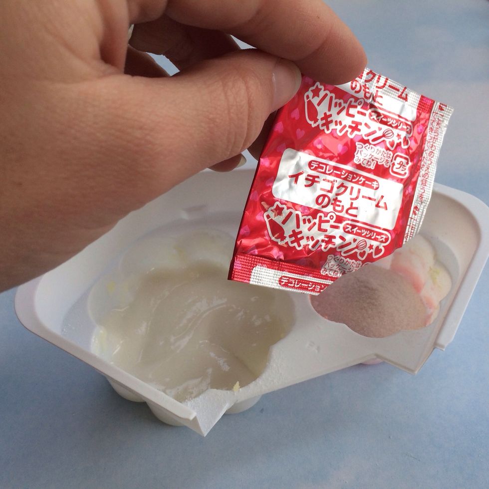 COMPLETE Parts 1 and 2 --------------------- Dump RED Packet Pink Frosting in Mixing Container