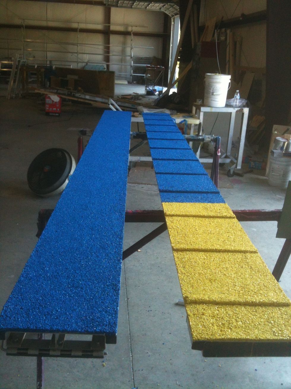 Completed Dog Walk planks. Always rubberize in a very well ventilated area!