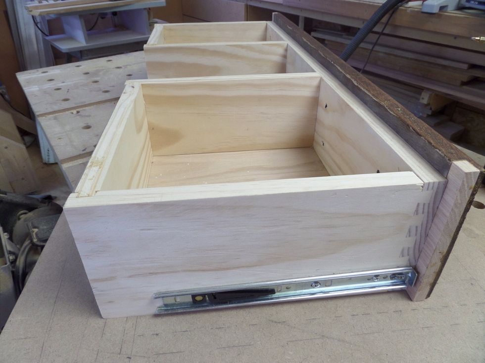 Completed drawer ready for knobs.