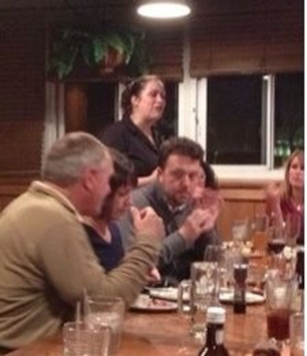 Compliment a waitress, especially if you are eating dinner with a lot of people.