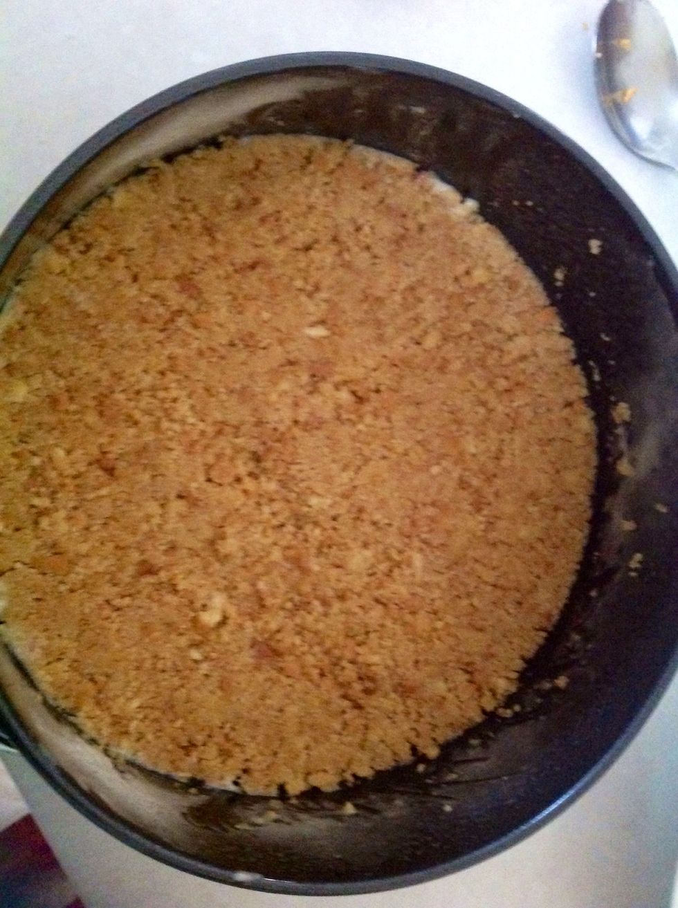 Compress and flatten  into cake tin