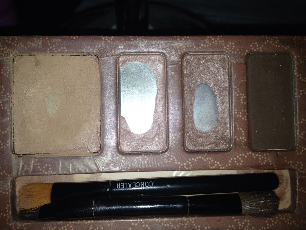 Concealer, base and contour shadow, eyeliner