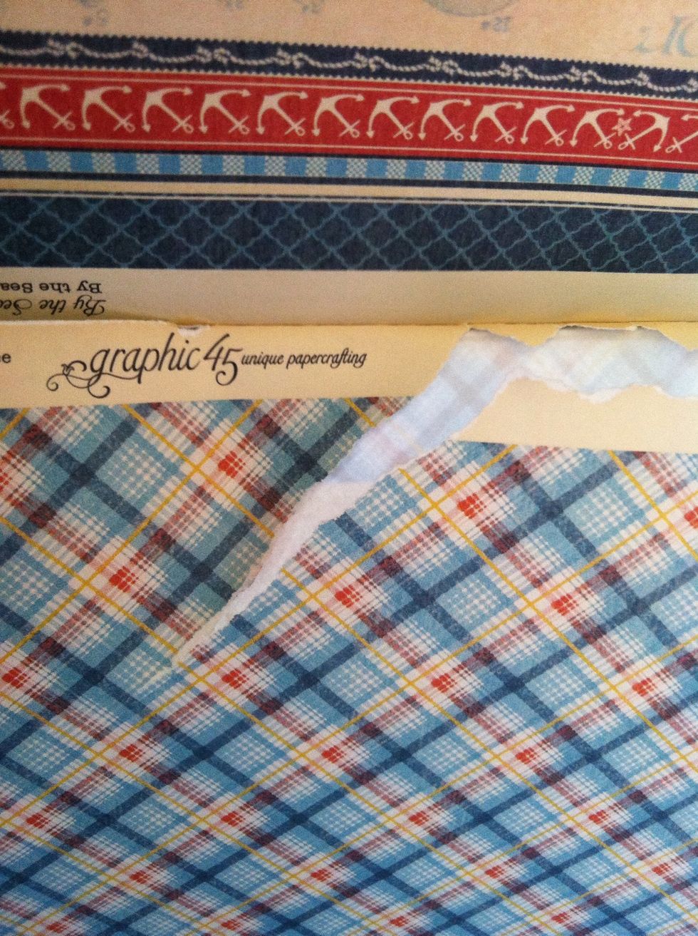 Confession time: when I was pulling a page out of my 12x12, (instead of cutting it out like I should have) I tore the paper. Oops! I didn't want to waste it, so I used it anyway. So....
