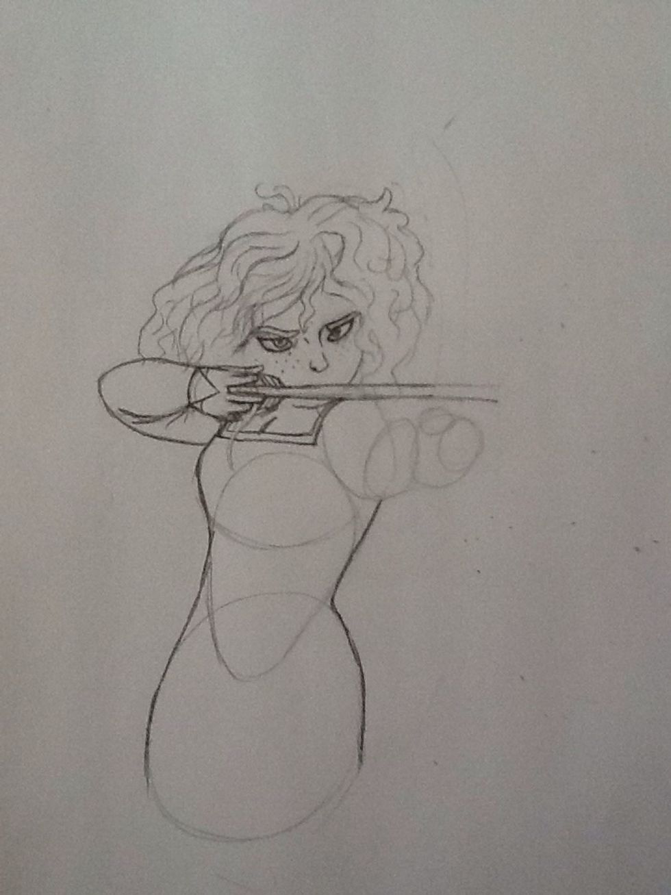 Configure her body by making a dark rim around the certain circles, remember that she has hips, so don't make them flat!