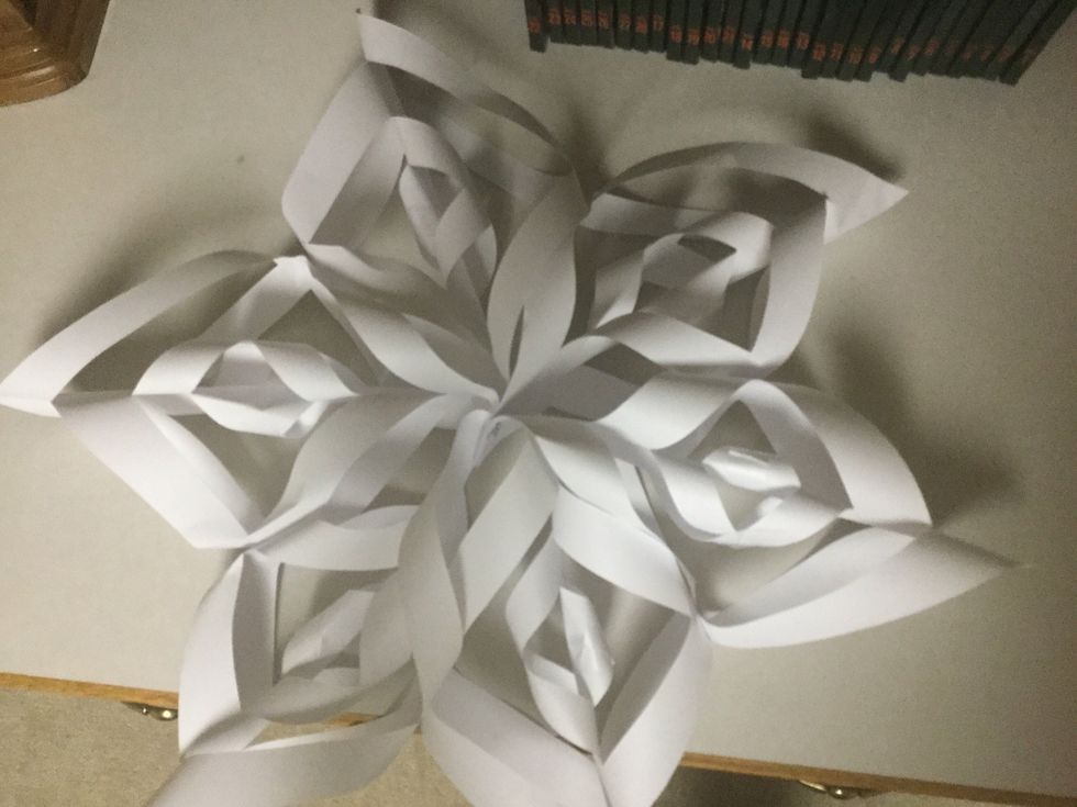 Congratulations! You have successfully created your own three dimensional snowflake! Thank you for using my guide, and I hope you had fun making your own snowflake.