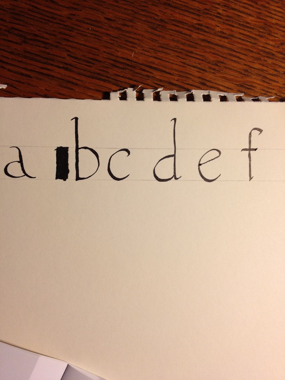 Congratulations; you now know six letters in minuscule! The font I am using is called Foundational, so called because it is considered the most basic calligraphic font. Ain't it perdy?