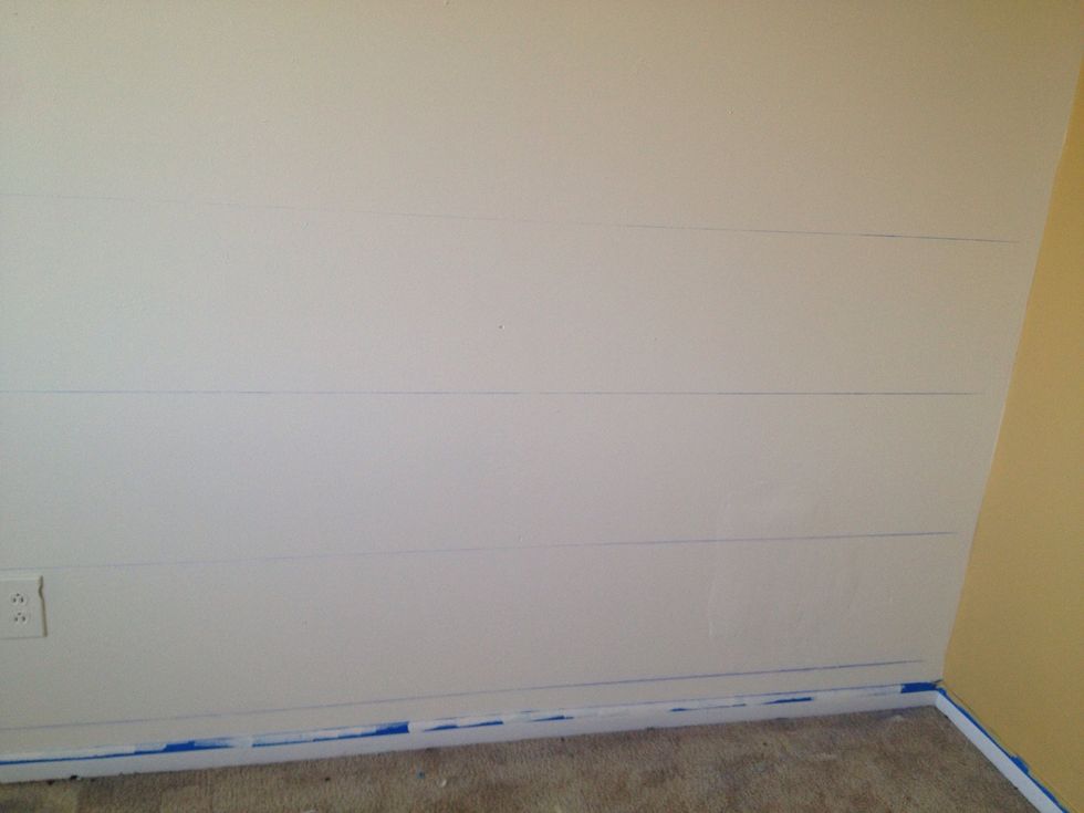 Connect each pencil line using your chalk string. Ask someone to use a level to be sure the line is straight.