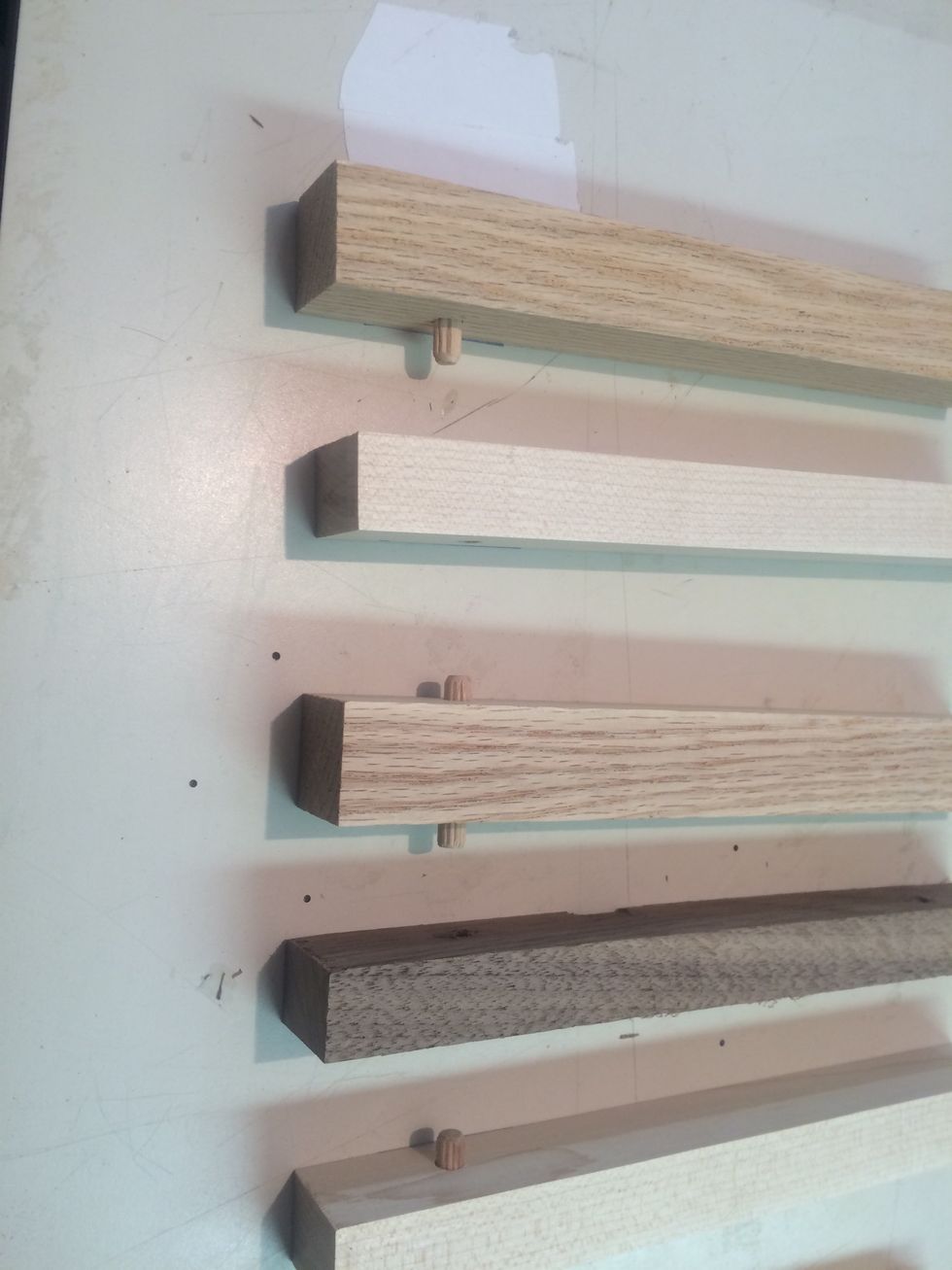 Connect pieces of hardwood together with dowels