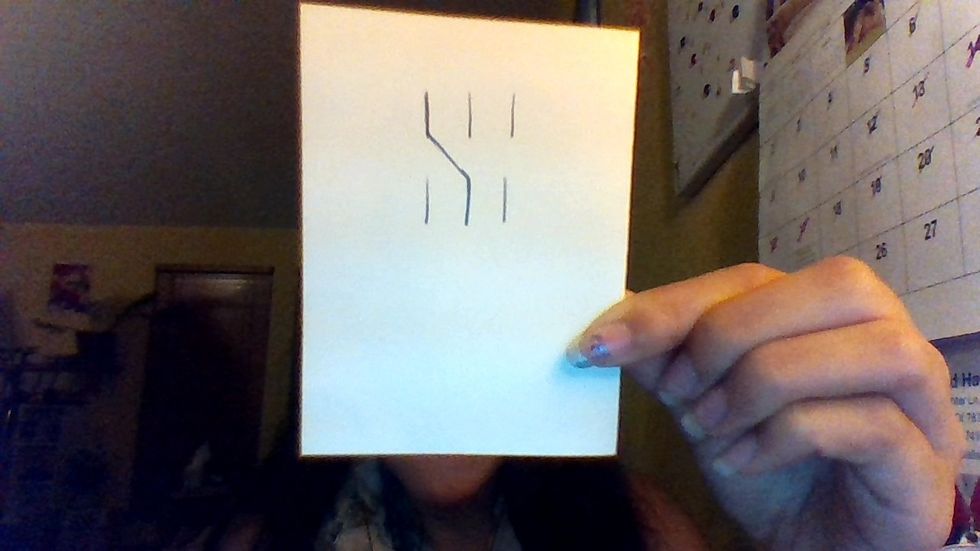 Connect the 1st line on the first row with the 2nd line in the 2nd row like so