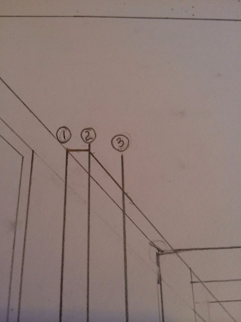 connect the corner made by the vertical line and line 2 to your VP