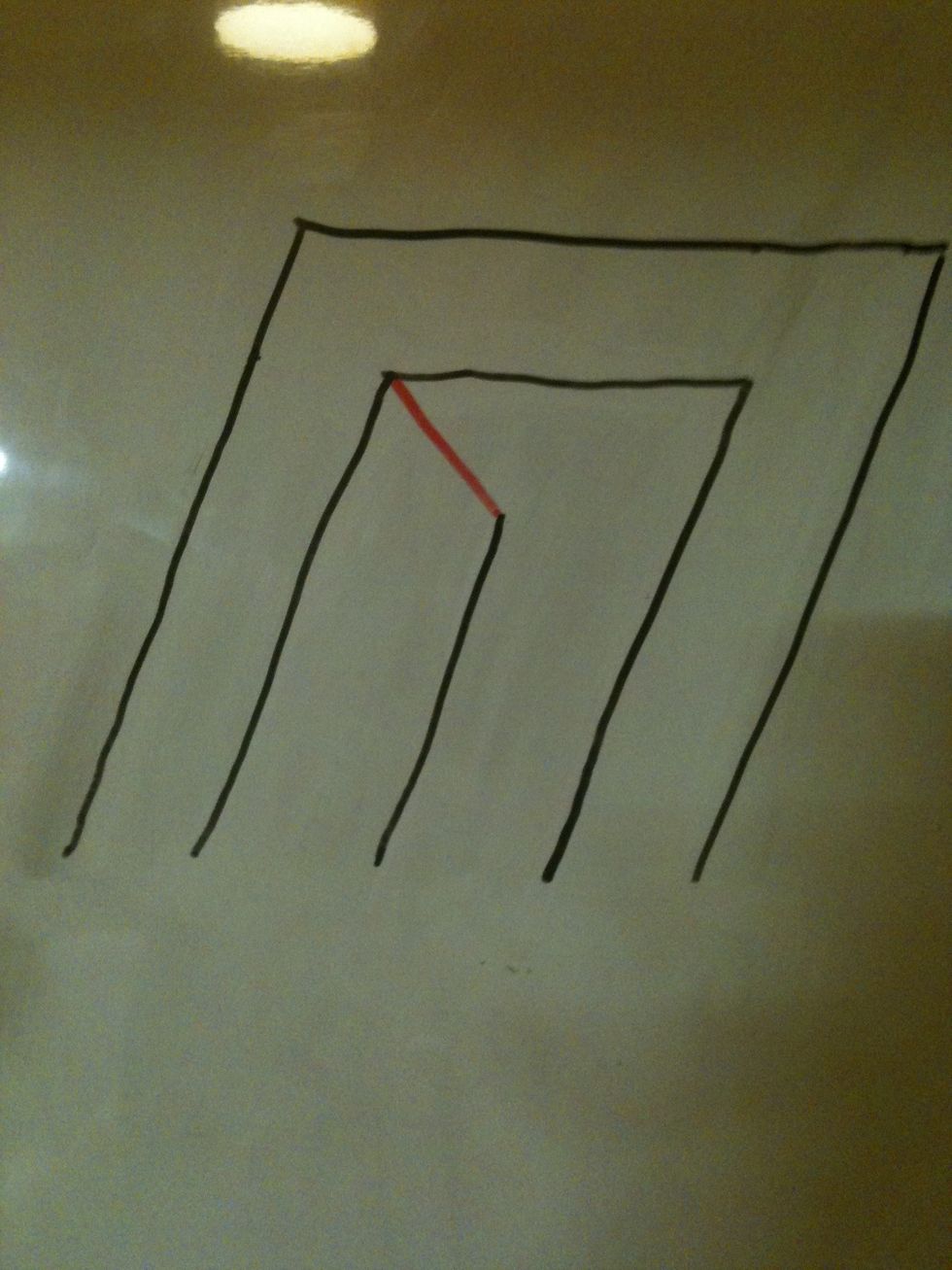 Connect the inside right corner to the top of the centre line.