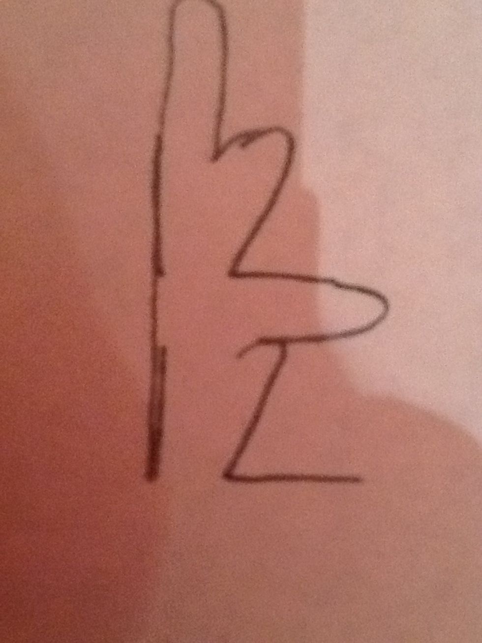 Connect the upper twelves bottom line and the bottom twelves curve together with an "arm" sticking out