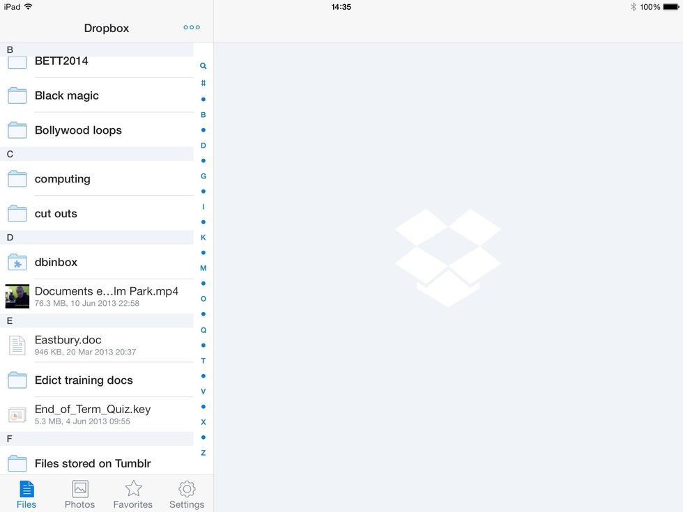 Connect to your Dropbox on another device/computer. Here we are using the Dropbox app on another iPad. You will see a new folder called DB inbox. The uploaded files will be there.