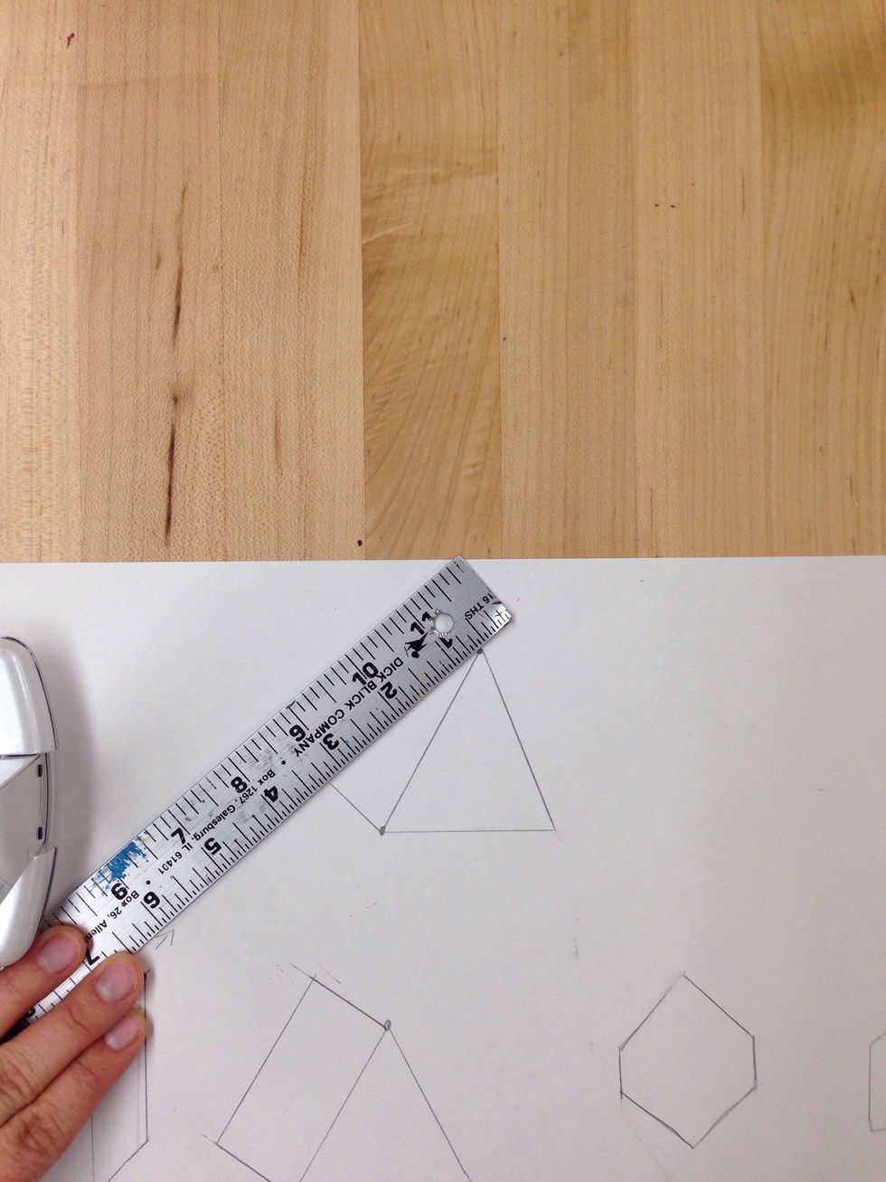 Connect top corner to bottom line to create a pyramid