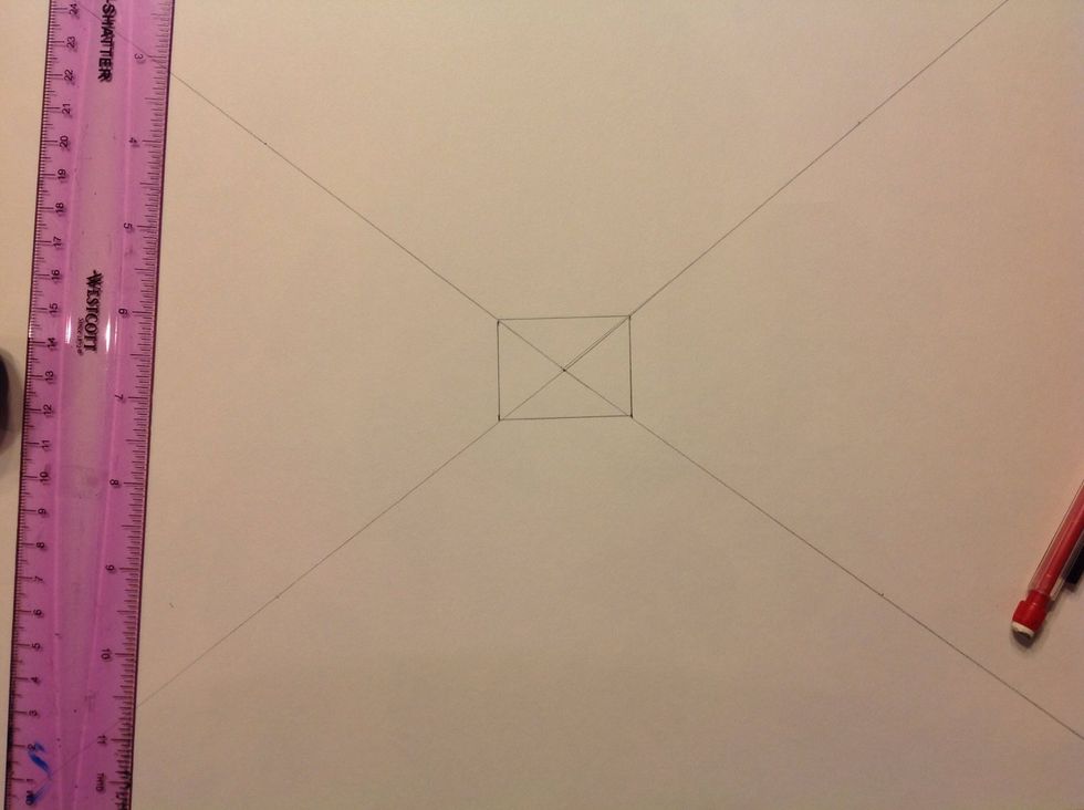 Connect your dots to create a rectangle. This will be the back wall of the hallway. The smaller it is, the further away it appears.