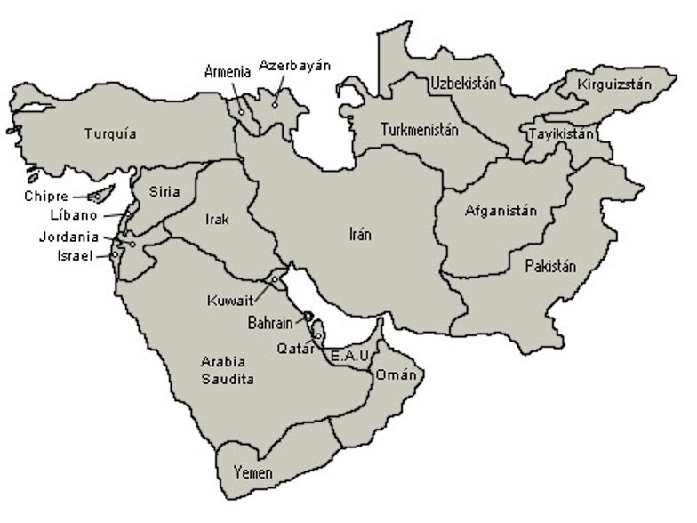 mapa de jordania medio oriente