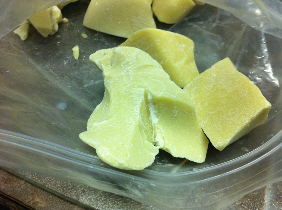 Consider substituting 5 to 10 grams cocoa butter for a butter to add extra stiffness and barrier protection for your skin. But don't use it as the main butter unless you want something very very hard.
