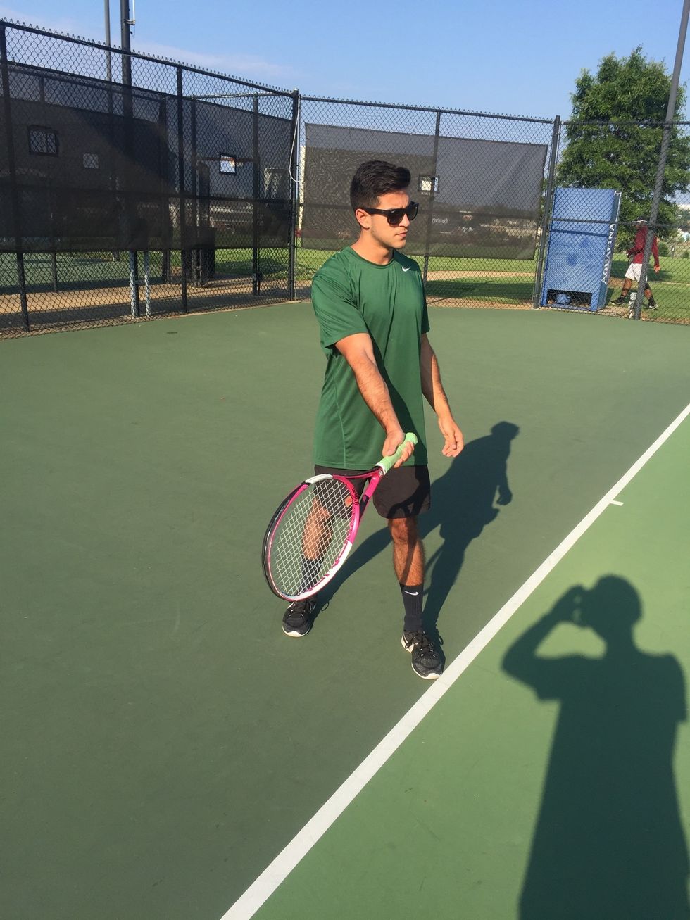 Contact: forward swing, upward to meet the ball. Contact the ball just forward to the lead foot as you transfer your weight from the back foot to the front.