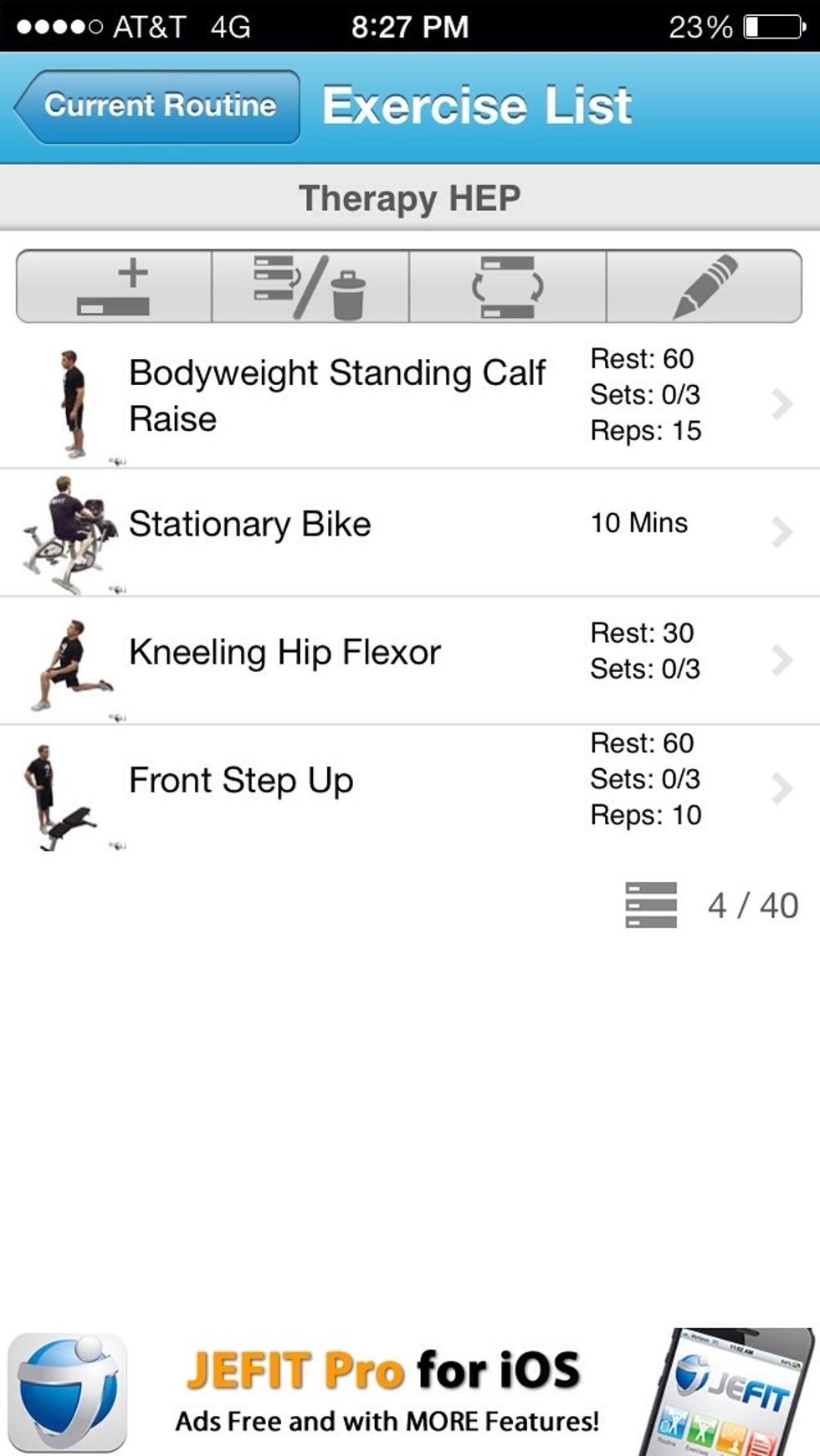 Continue adding exercises until a list is generated with satisfaction and evaluates the appropriate areas.