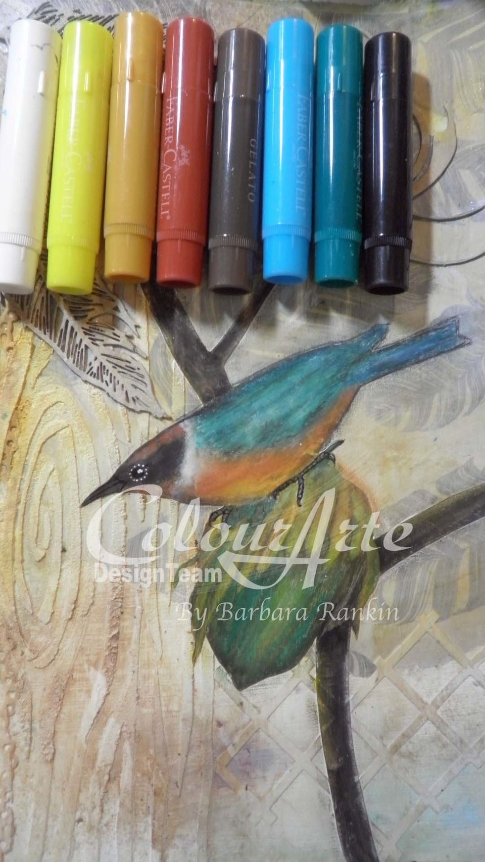 Continue adding the Gelatos to the image. You can wet your finger with a bit of water to help spread the colors, if needed.