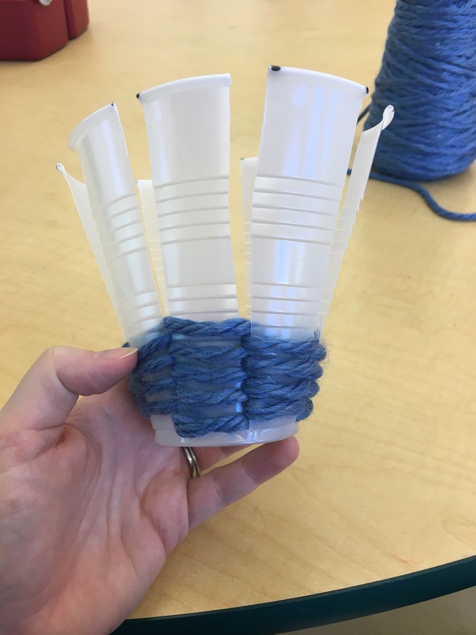 Continue all the way until you run out of string. You should begin to see a basket weave.