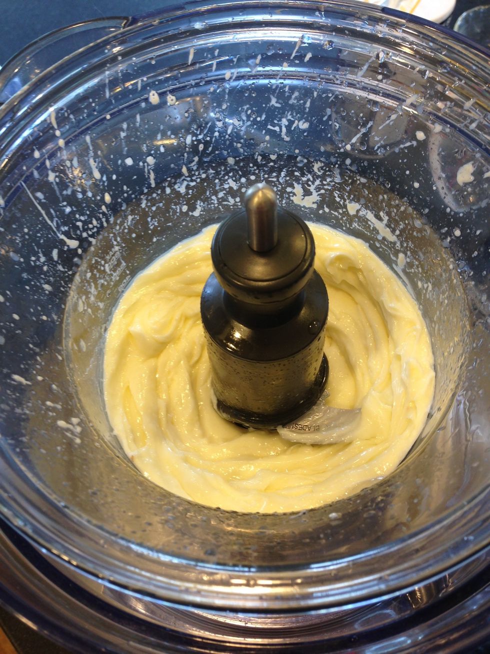 Continue blending until all the olive oil is incorporated.