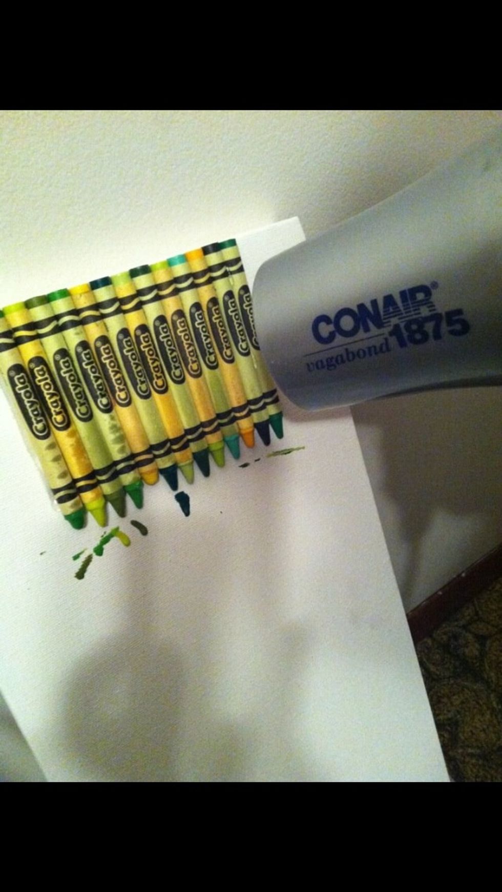 Continue blow drying the crayons!