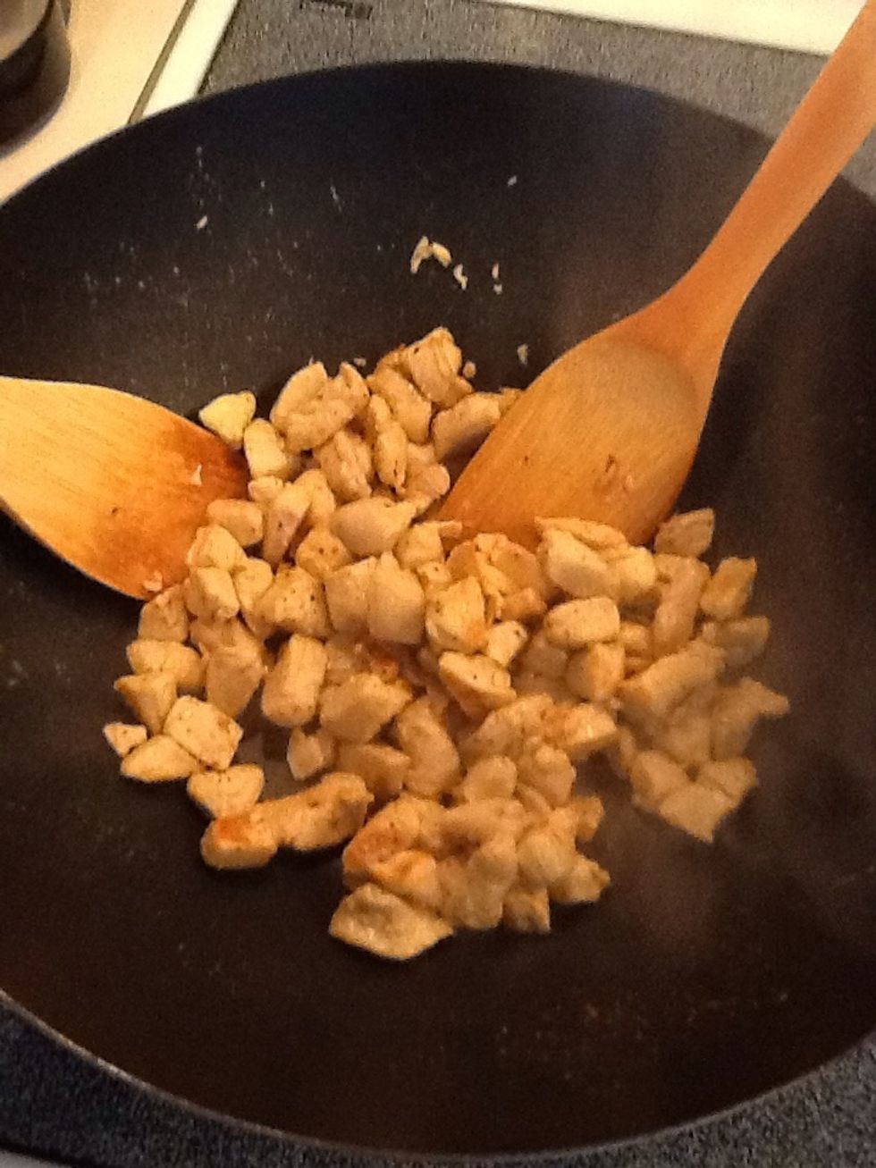 Continue cooking chicken until all liquid is absorbed and chicken starts to brown.
