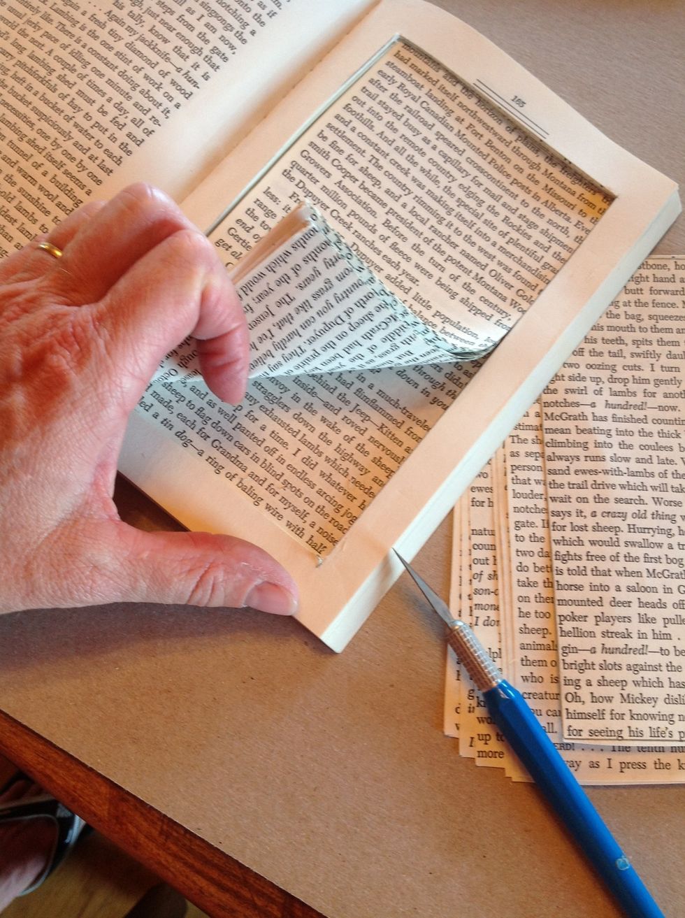Continue cutting until all pages are removed in block.