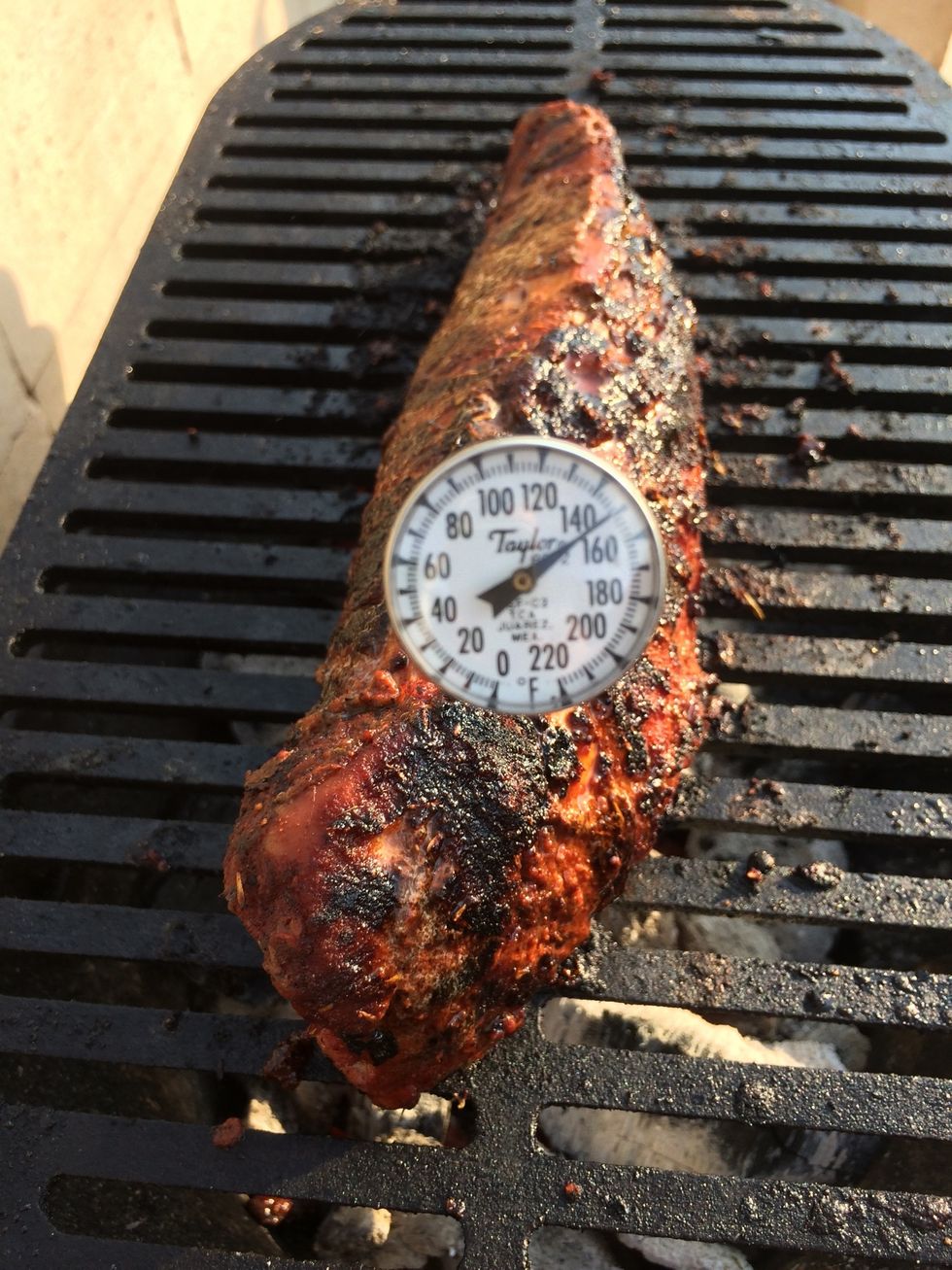 Continue grilling until an internal temperature reaches 145f. Remember to temp the thickest part of the loin.