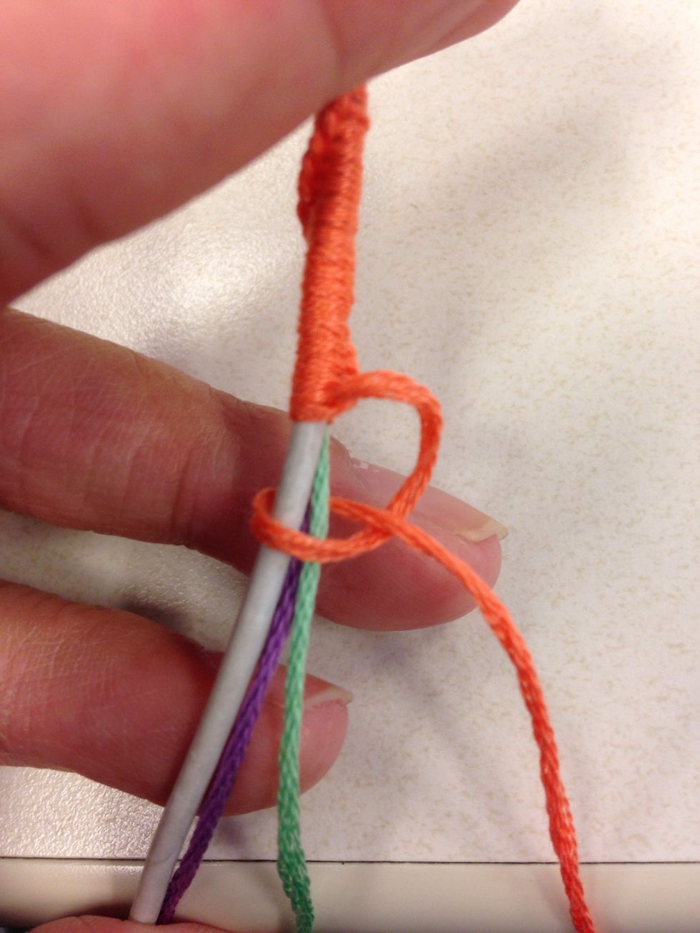 Continue making knots throughout! Until desired length of the color.