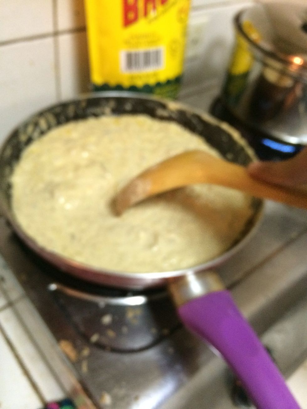 continue mixing until all the cheese got melted don't forget to add water whenever you believe that the sauce is too thick