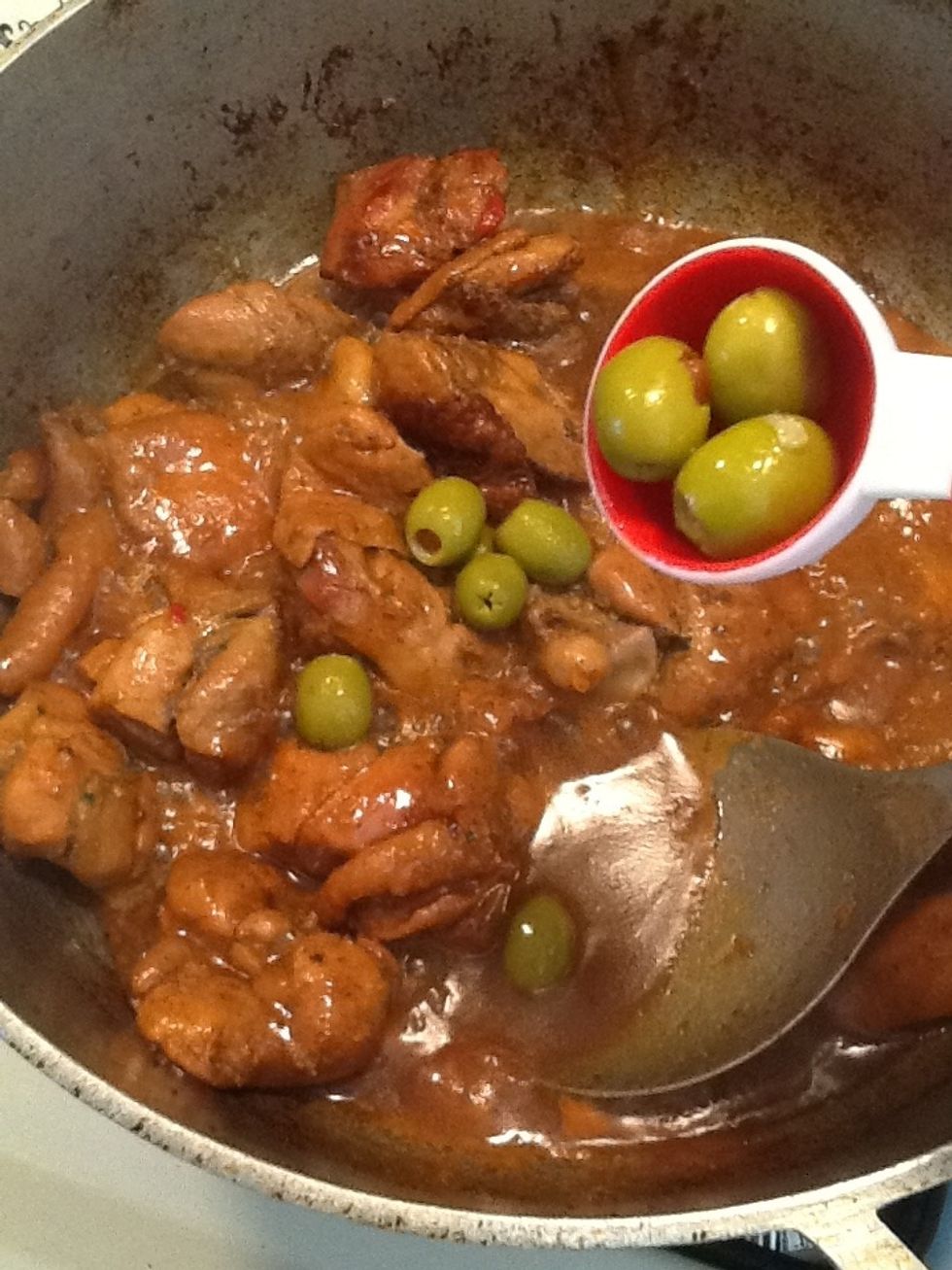 Continue on now by adding the olives. I had no capers\ud83d\udc4e add some if you have it.