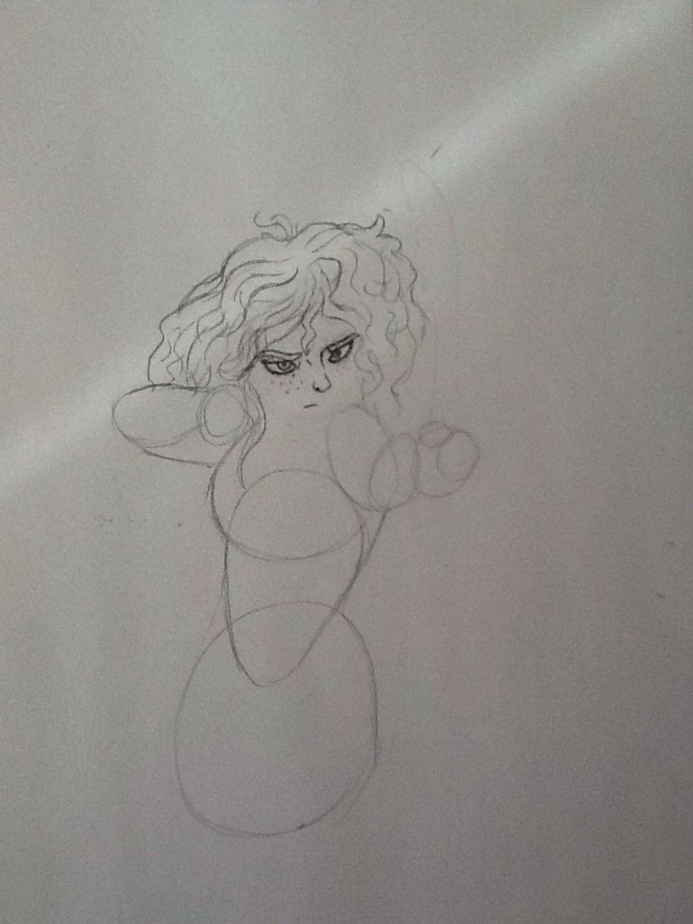 Continue on with the rest of her hair. Stop at this certain spot so you can later add it when you are making the bow.