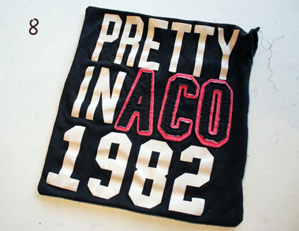 Continue sewing all four sides, leaving a 2" gap at the end for the stuffing. Only sew up three sides, leaving one side open to insert the form. Turn the pillow right side out.