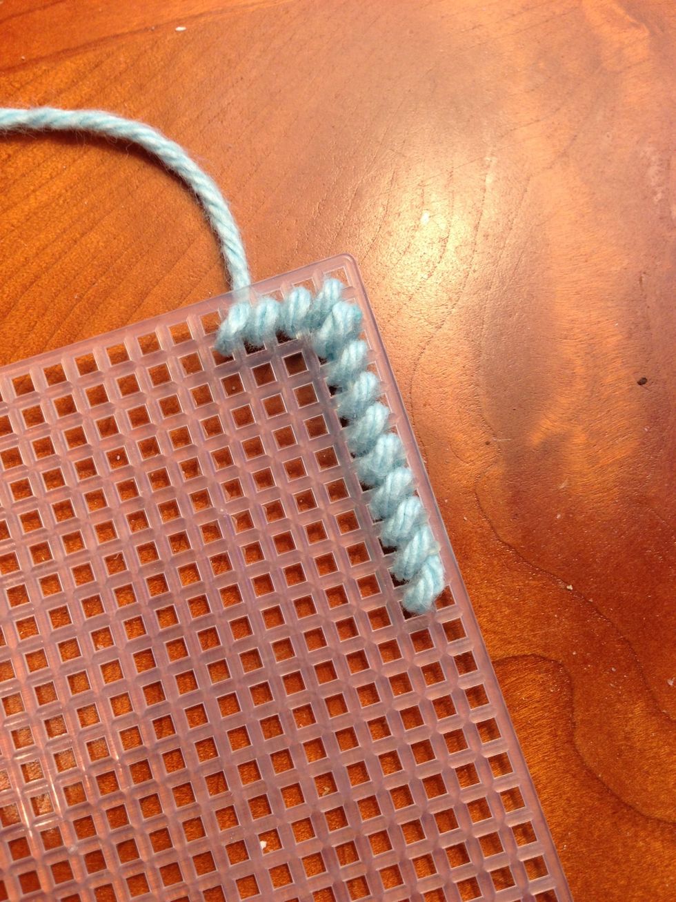 Continue stitching until you have an inch or two of yarn left