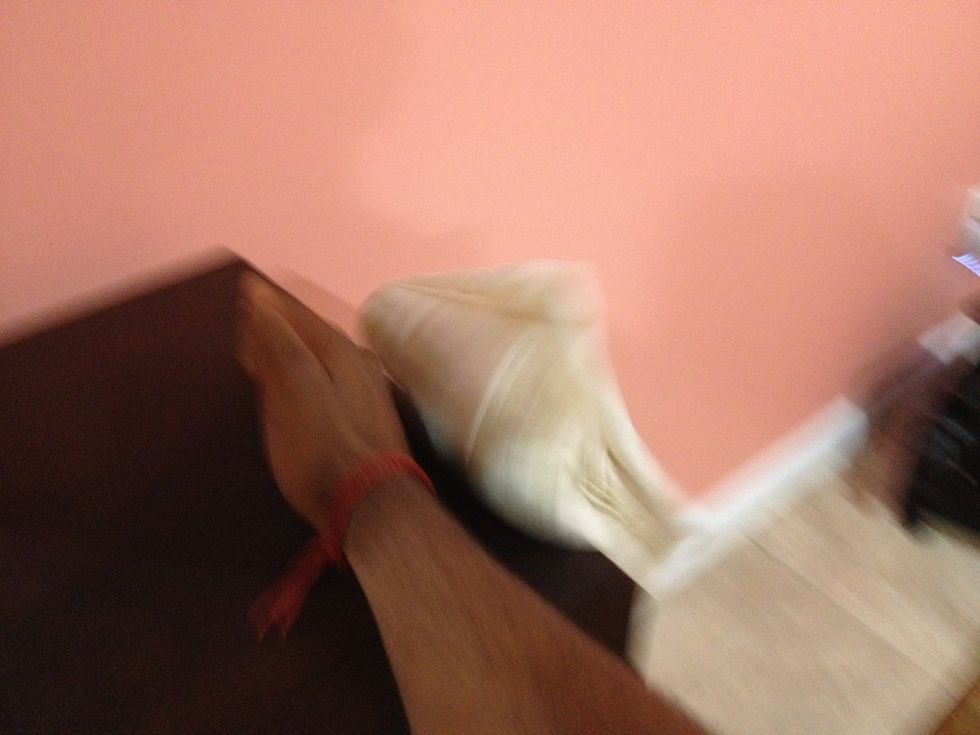 Continue sweeping until all objects are off the dresser