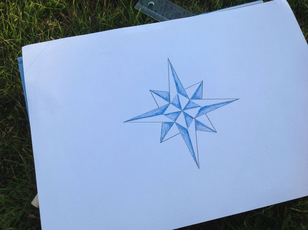 Continue the procedure in every other part of the star.