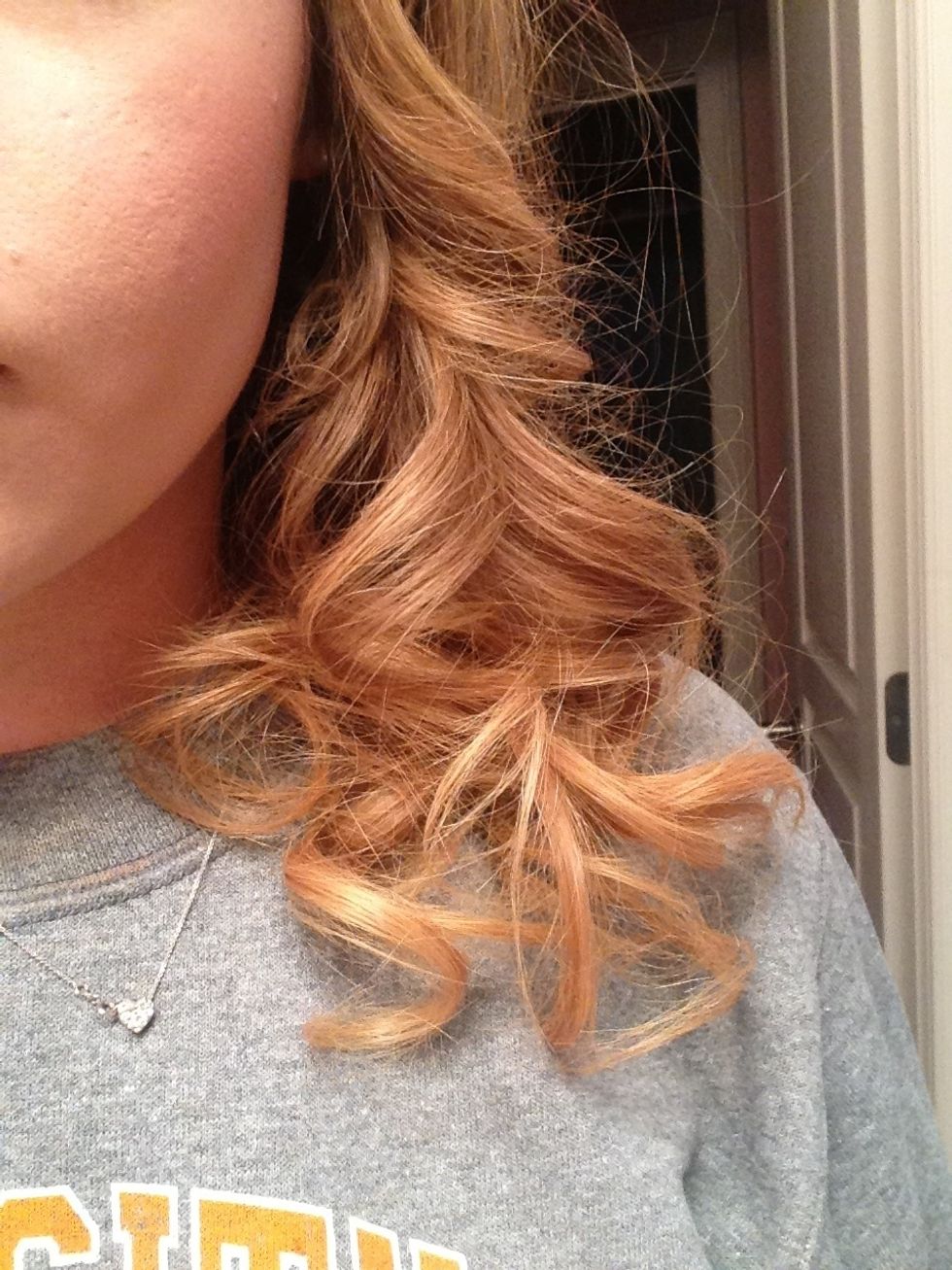 Continue this in small sections over your entire head and voila! Curls! The curls last longer than a curling iron too.