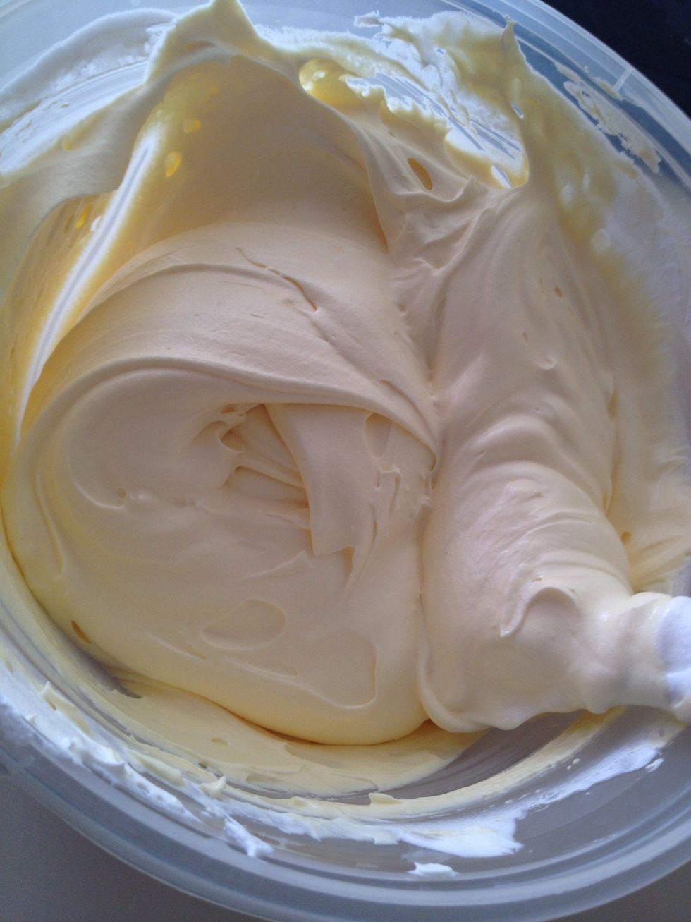 Continue to fold until well incorporated. Place in refrigerator until it's time to assemble your cake.