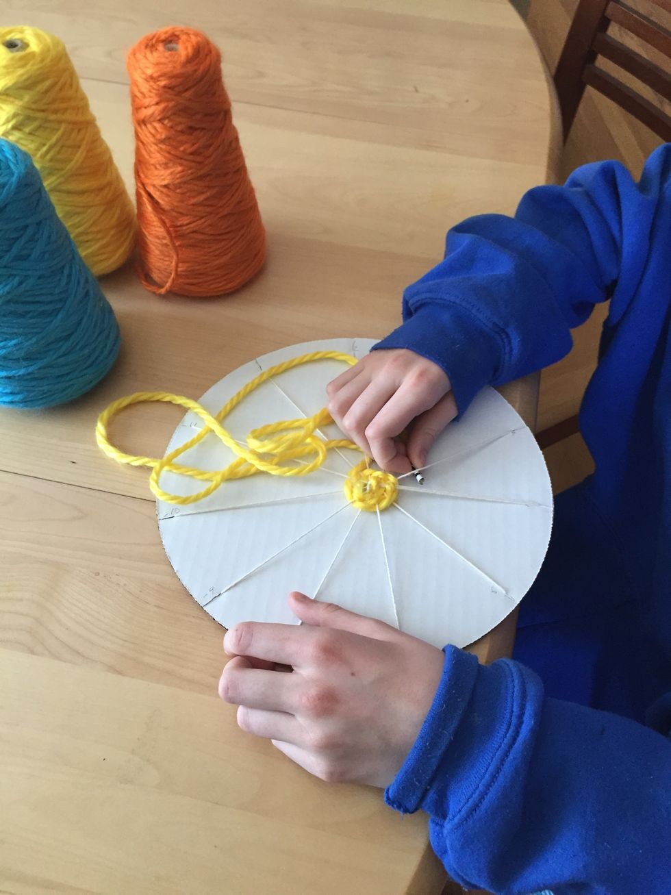 Continue to go under and over until you have used up all your yarn.