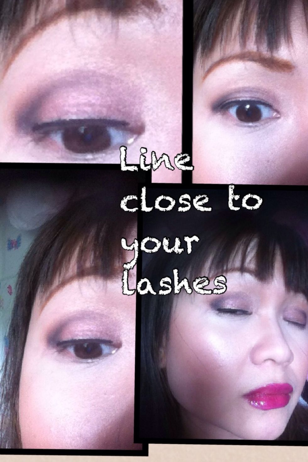 Continue to line towards the outer eye. Then go back from the inner eye and connect it. Just like above. Leave room to add your white liner on the inner corner.