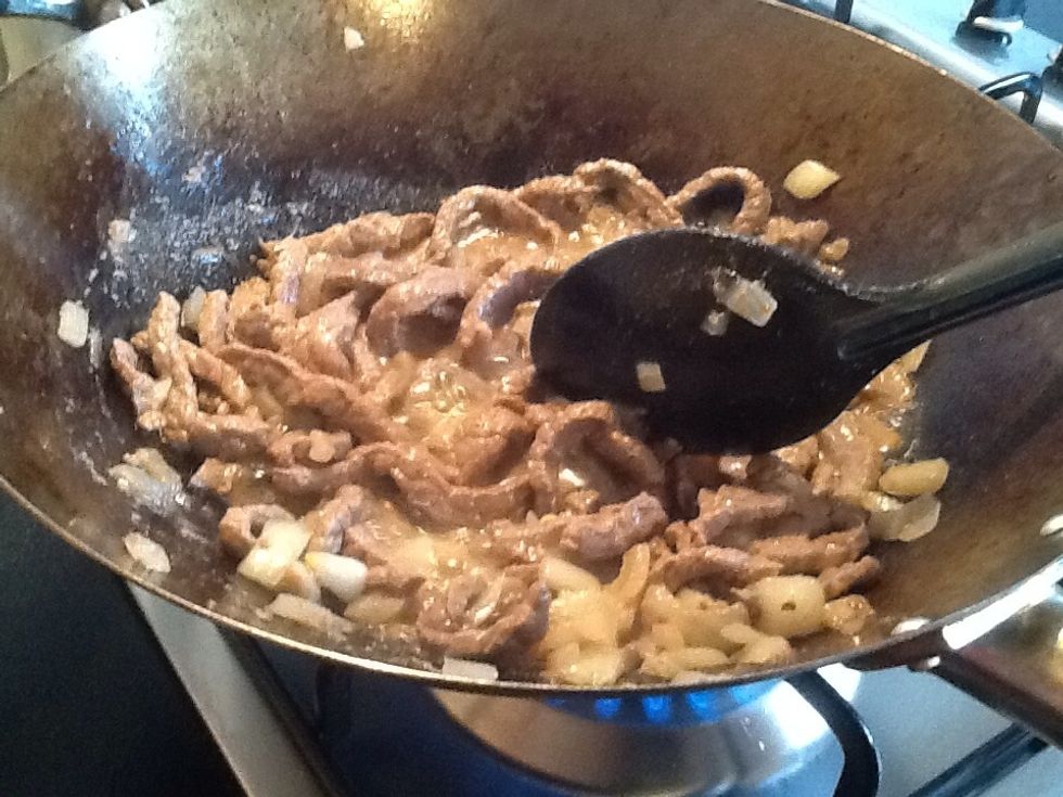 Continue to mix until brown.